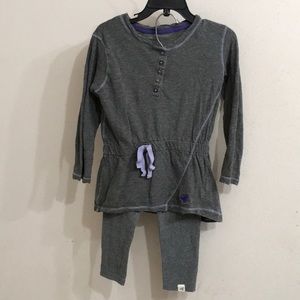 Burt’s Bees Baby Girls Toddler Gray & Purple Organic Cotton Tunic Dress Set